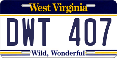 WV license plate DWT407