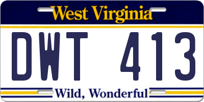 WV license plate DWT413