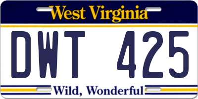 WV license plate DWT425