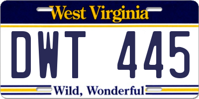 WV license plate DWT445