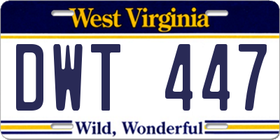 WV license plate DWT447