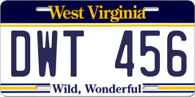 WV license plate DWT456