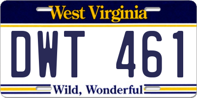 WV license plate DWT461