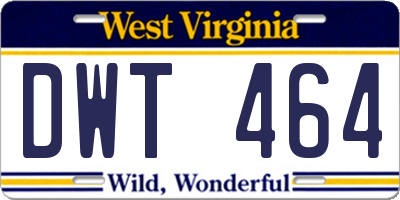 WV license plate DWT464