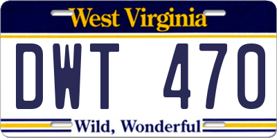 WV license plate DWT470