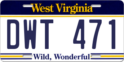 WV license plate DWT471