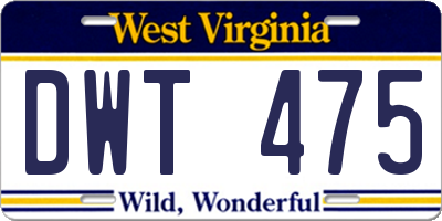 WV license plate DWT475