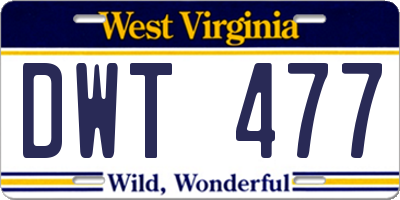 WV license plate DWT477