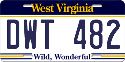 WV license plate DWT482