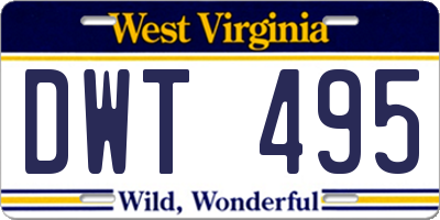 WV license plate DWT495