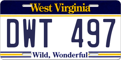 WV license plate DWT497