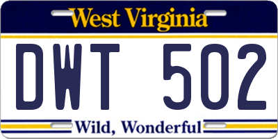 WV license plate DWT502