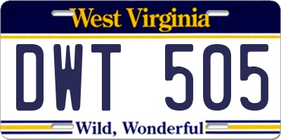 WV license plate DWT505