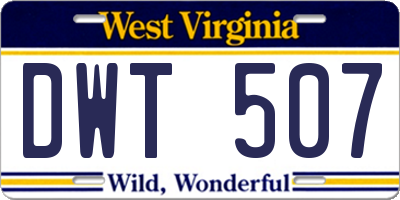 WV license plate DWT507