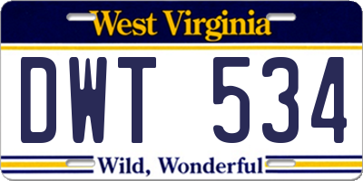 WV license plate DWT534
