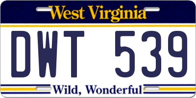 WV license plate DWT539