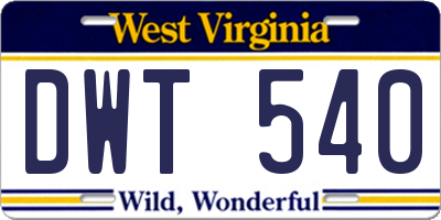 WV license plate DWT540