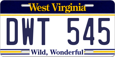 WV license plate DWT545