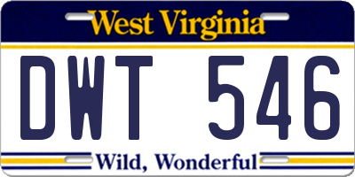 WV license plate DWT546
