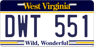 WV license plate DWT551