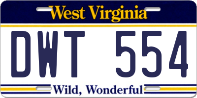 WV license plate DWT554