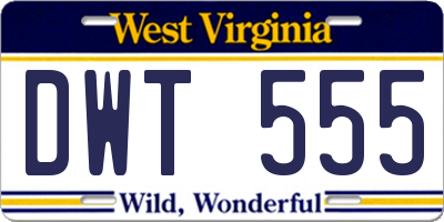 WV license plate DWT555