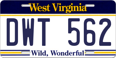 WV license plate DWT562