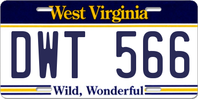 WV license plate DWT566
