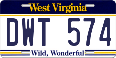 WV license plate DWT574