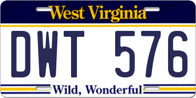 WV license plate DWT576