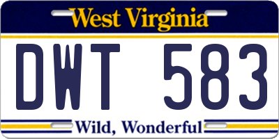 WV license plate DWT583