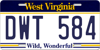 WV license plate DWT584