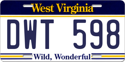 WV license plate DWT598