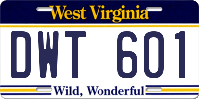 WV license plate DWT601