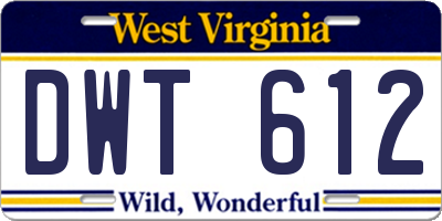 WV license plate DWT612
