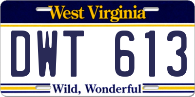 WV license plate DWT613