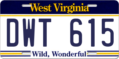 WV license plate DWT615