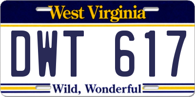 WV license plate DWT617