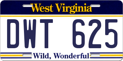 WV license plate DWT625