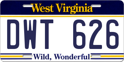 WV license plate DWT626