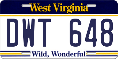 WV license plate DWT648