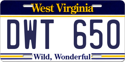 WV license plate DWT650