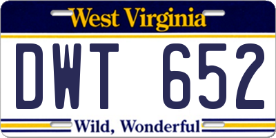 WV license plate DWT652