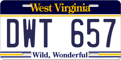 WV license plate DWT657