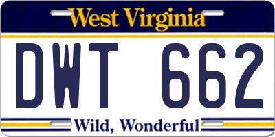 WV license plate DWT662