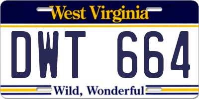 WV license plate DWT664