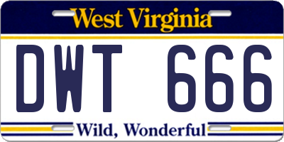 WV license plate DWT666