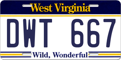 WV license plate DWT667