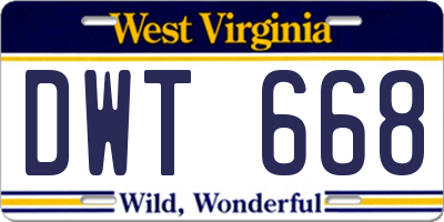WV license plate DWT668