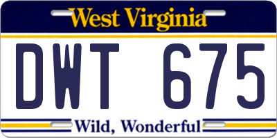 WV license plate DWT675